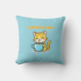 **Cute Coffee Cat – Adorable Cat Drinking Coffee I Kissen