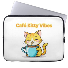 **Cute Coffee Cat – Adorable Cat Drinking Coffee I Laptopschutzhülle