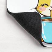 **Cute Coffee Cat – Adorable Cat Drinking Coffee I Mousepad (Ecke)