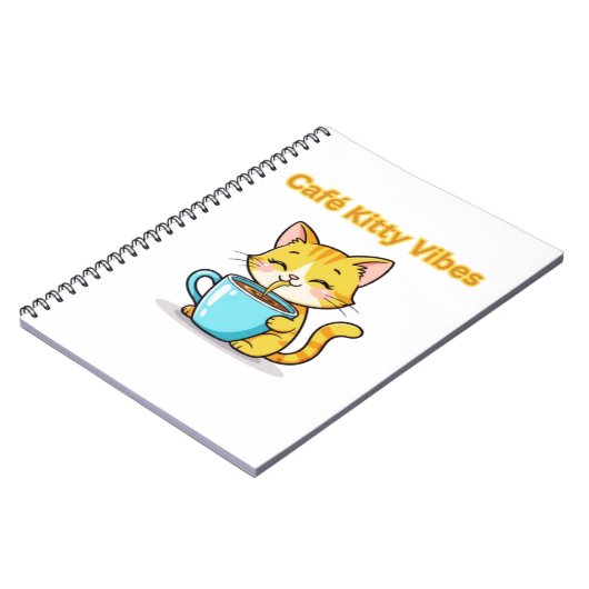 **Cute Coffee Cat – Adorable Cat Drinking Coffee I Notizblock (Linke Seite)