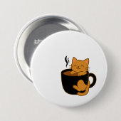 Cute Coffee Cat Button – Ginger Cat in a Mug (Vorne & Hinten)