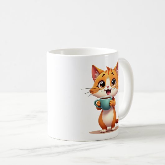 Cute Coffee Cat Mug – Double-Sided Cartoon Design Kaffeetasse (VorderseiteRechts)