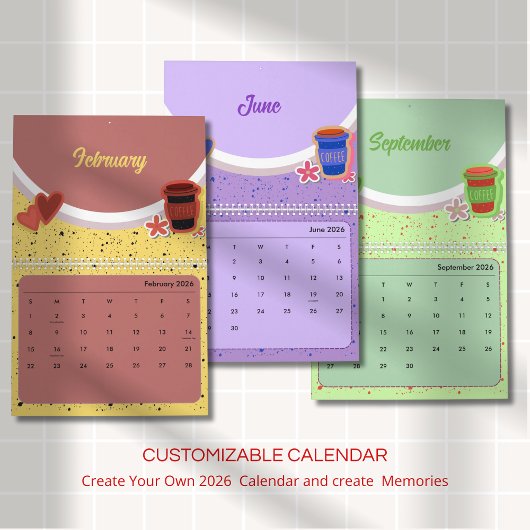 Cute Coffee Cup 2026 Calendar Kalender