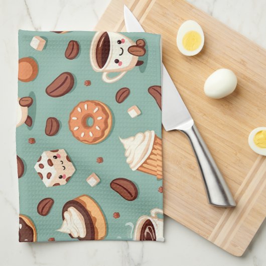 Cute Coffee Geschirrtuch (Viertel Falte)