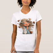Cute Coffee Girl & Macarons – Whimsical Aesthetic  T-Shirt (Vorderseite)