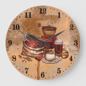 cute coffee kitchen decor große wanduhr (Vorderseite)
