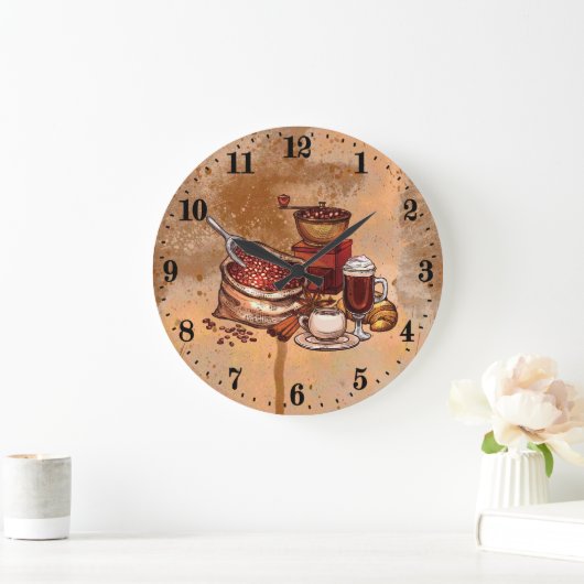 cute coffee kitchen decor große wanduhr (Zuhause)