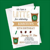 Cute Coffee Latte Birthday Invitation Einladung
