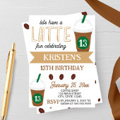 Cute Coffee Latte Birthday Invitation Einladung