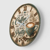 Cute Coffee Lover Große Wanduhr (Winkel)