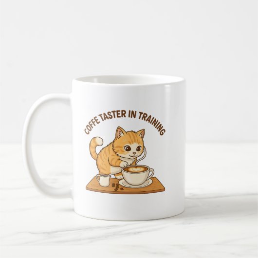 Cute Coffee Mug: "Coffee Taster in Training" Cat Kaffeetasse (Links)