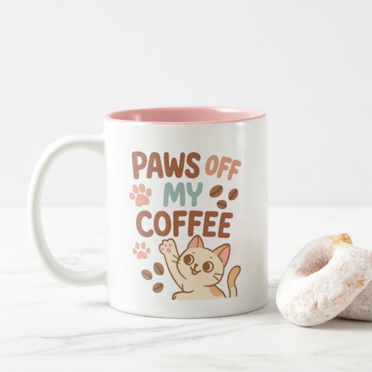 Cute Coffee Mug – Funny Cat Lover’s Cup Zweifarbige Tasse (Mit Donut)