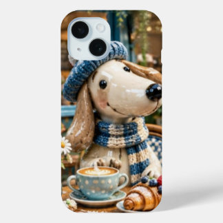 Cute Coffee Shop Puppy Dog in Beanie Hat and Scarf Case-Mate iPhone Hülle