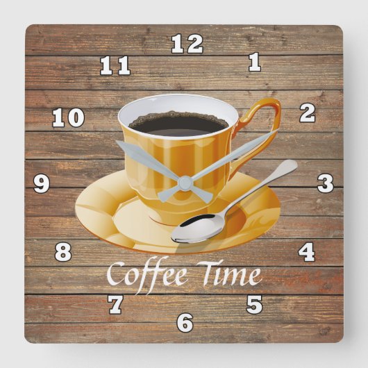 Cute coffee time decor quadratische wanduhr (Vorderseite)