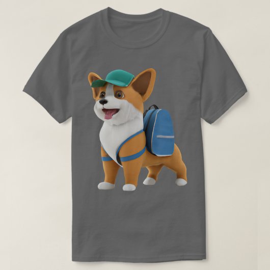 Cute Cogi Puppy Dog Backpack Baseball Cap Back To T-Shirt (Design vorne)