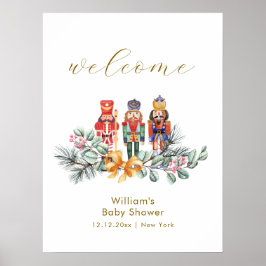 Cute Cold Outside Nutcracker Baby Shower Welcome Poster