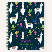 Cute Colorful Alpaca Cactus Personalized Name Notizblock (Vorderseite)