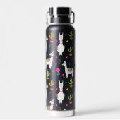 Cute Colorful Alpaca Cactus Personalized Name Trinkflasche (Rückseite)
