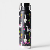 Cute Colorful Alpaca Cactus Personalized Name Trinkflasche (Vorne)