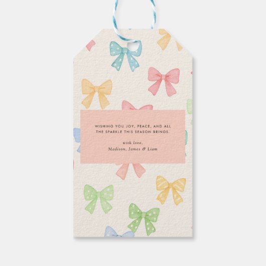 Cute Colorful Bow Pattern Christmas Geschenkanhänger (Rückseite)