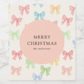 Cute Colorful Bow Pattern Holiday Weinetikett (Einzelnes Label)