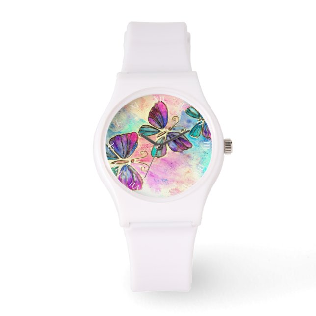 Cute Colorful Butterflies - Armbanduhr (Vorderseite)