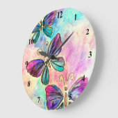 Cute Colorful Butterflies - Große Wanduhr (Winkel)