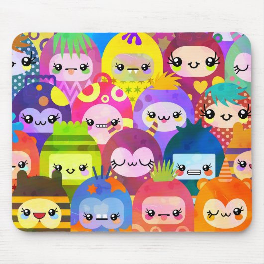 Cute Colorful Cartoon People Characters Mousepad (Vorne)