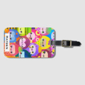 Cute Colorful Cartoon People Personalised Gepäckanhänger (Vorderseite (Horizontal))