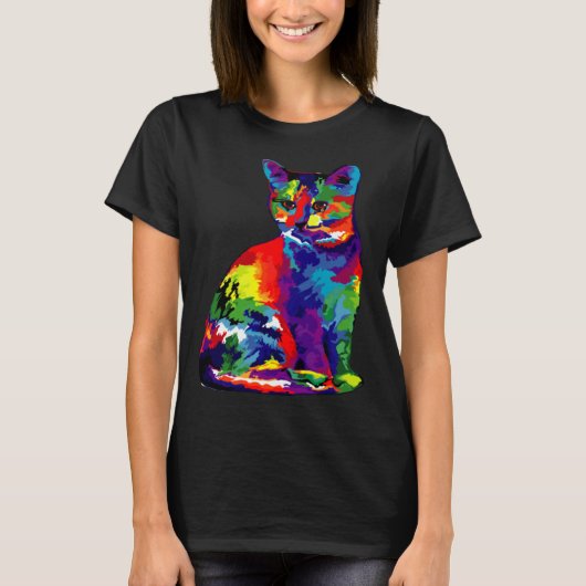 Cute Colorful Cat for Cat Pop T-Shirt (Vorderseite)