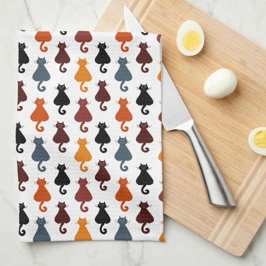 Cute Colorful Cat Pattern Geschirrtuch (Viertel Falte)