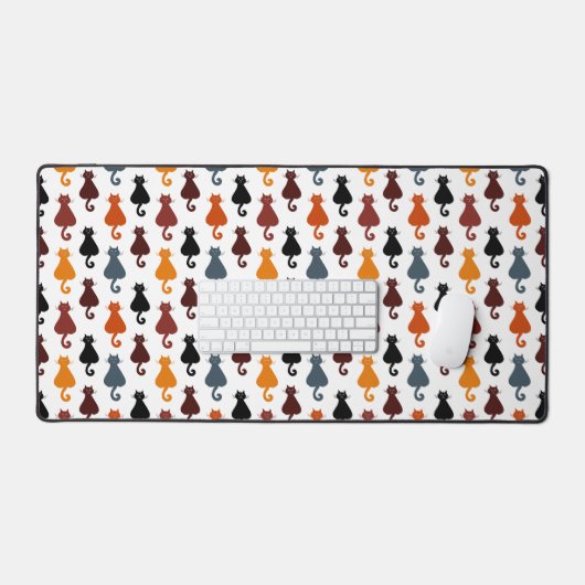 Cute Colorful Cat Pattern Schreibtischunterlage (Tastatur & Maus)