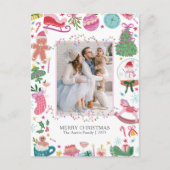 Cute Colorful Christmas Postcard Feiertagspostkarte (Vorderseite)