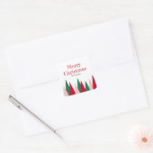 Cute Colorful Christmas Trees Modern Favor Quadratischer Aufkleber (Umschlag)