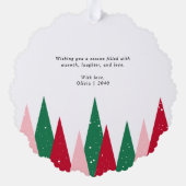 Cute Colorful Christmas Trees Modern Kids Ornament Karte (Rückseite)