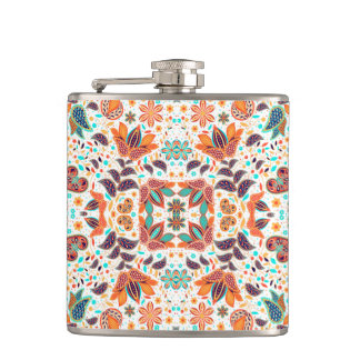 Cute colorful classic floral patterns flachmann
