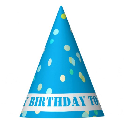 Cute Colorful Confetti Dots Blue Happy Birthday Partyhütchen (Vorderseite)