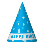 Cute Colorful Confetti Dots Blue Happy Birthday Partyhütchen (Links)