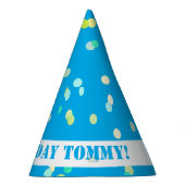Cute Colorful Confetti Dots Blue Happy Birthday Partyhütchen (Rechts)