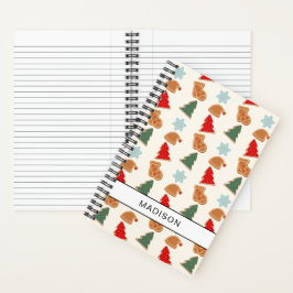 Cute Colorful Cookie Pattern Christmas Kids Recipe Notizblock