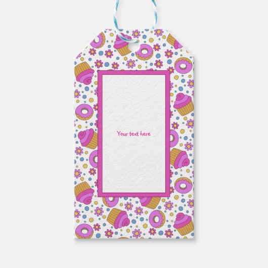 Cute colorful cupcake, flower and bagel Bookmark Geschenkanhänger (Vorderseite)