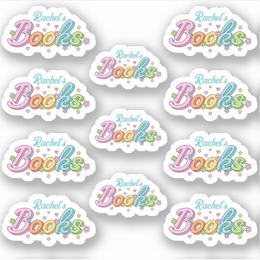 Cute Colorful Customized Name Book Stickers Aufkleber (Vorderseite)
