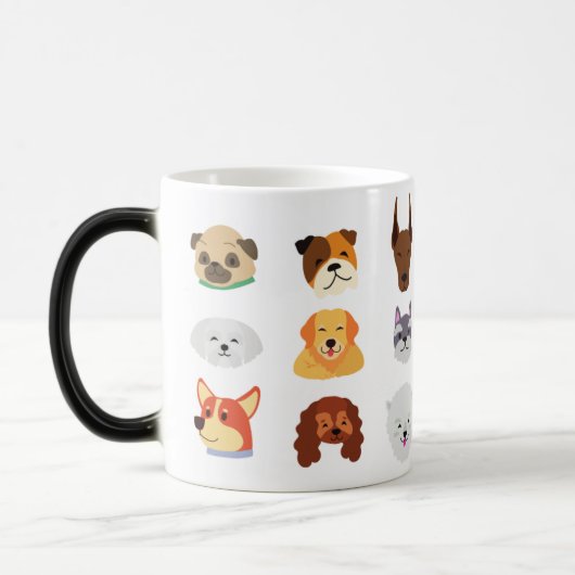 Cute Colorful Dog Breeds Pattern Coffee Mug Verwandlungstasse (Links)