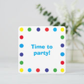 Cute & Colorful Dots Kids Birthday Party Einladung (Stehend Vorderseite)
