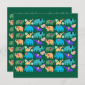 Cute Colorful Elephant Seamless Pattern Einladung (Vorne/Hinten)