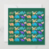 Cute Colorful Elephant Seamless Pattern Einladung (Rückseite)