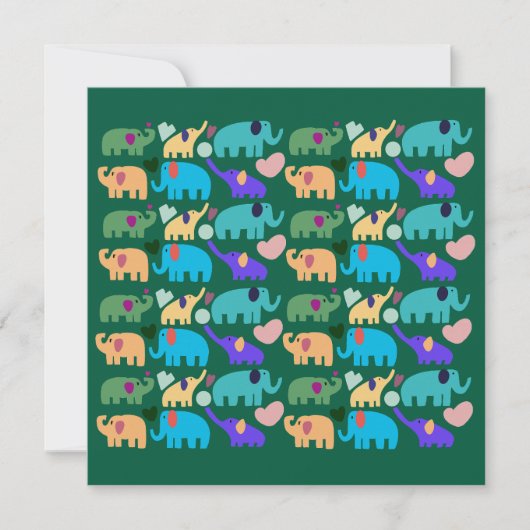 Cute Colorful Elephant Seamless Pattern Einladung (Vorderseite)