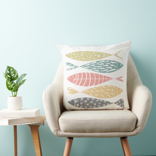 Cute Colorful Fish Coastal Theme Kissen (Stuhl )