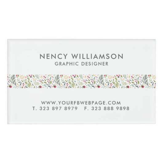 Cute Colorful Flowers Pattern Namenschild (Vorderseite)