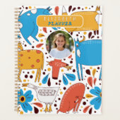 Cute Colorful Handrawing animals Custom Name Photo Planer (Vorderseite)